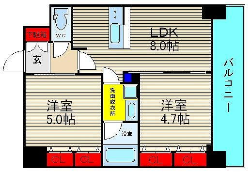 エステムプラザ難波ＷＥＳＴⅡプレディアの間取り