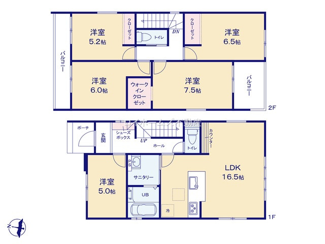 【間取り】 | 春日井市上条町９丁目237-41『仲介料無料』新築戸建て | 1号棟