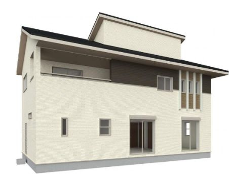 ブルーミングガーデン前橋市女屋町　４号棟の完成予想図|南面からの外観です。おしゃれなデザインの外観です♪