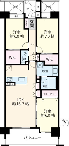 全室6帖以上の使いやすい間取