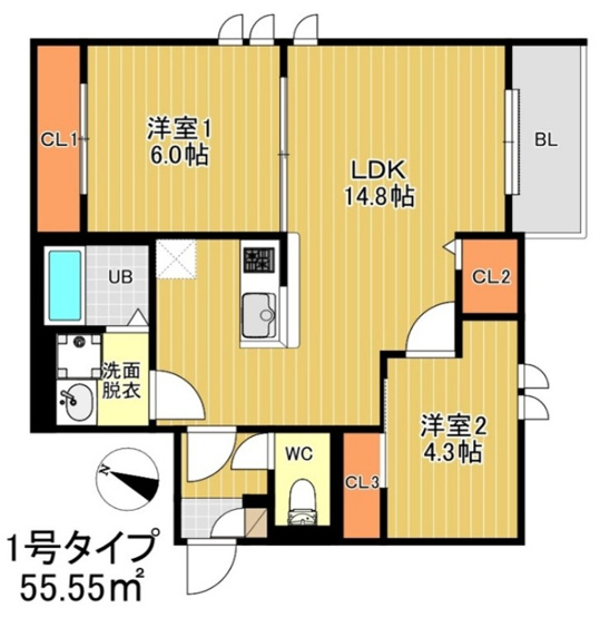 【間取り】 | ＲＥＧＡＬＥＳＴサンメゾン井尻