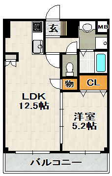 フェリーチェの間取り|使いやすい1LDKの間取りです