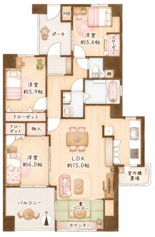 エルフラッツ萱島の間取り|間取り図はいかがですか？ご希望を叶える間取りですか？リビングの広さは？水回りの位置は？カウンターキッチン？など色々な情報が集約されています。弊社ではリフォームなどのご相談も承っております。