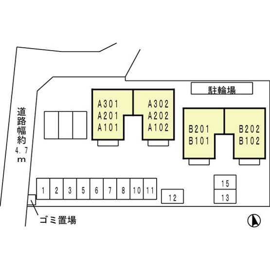 【区画図】 | リビングタウン南花田　Ａ棟Ｂ棟