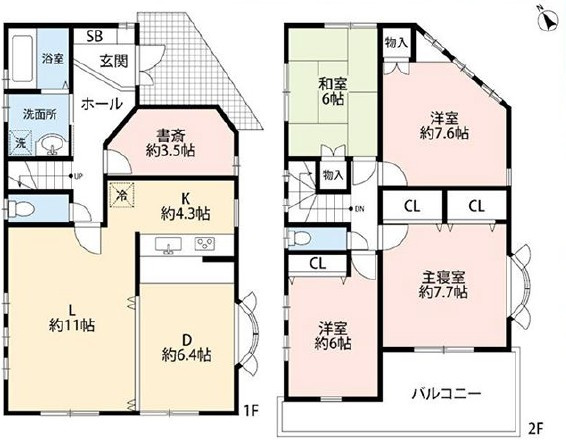 横浜市港北区大倉山３丁目の一戸建ての間取り