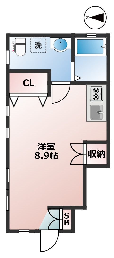 シャイニング駒沢　ペット相談　角部屋　独立洗面台の間取り