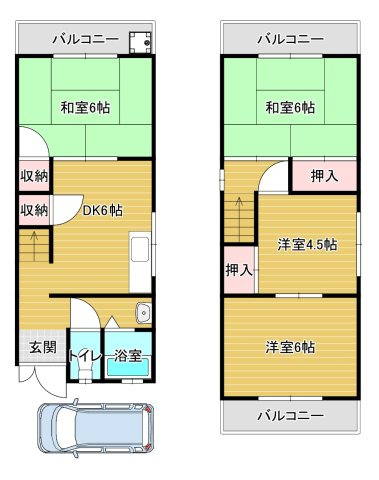 北野田貸家の間取り