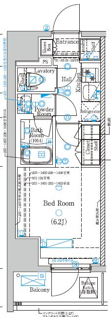 ディップス亀有駅前の間取り|※1102はこちらの反転バージョン