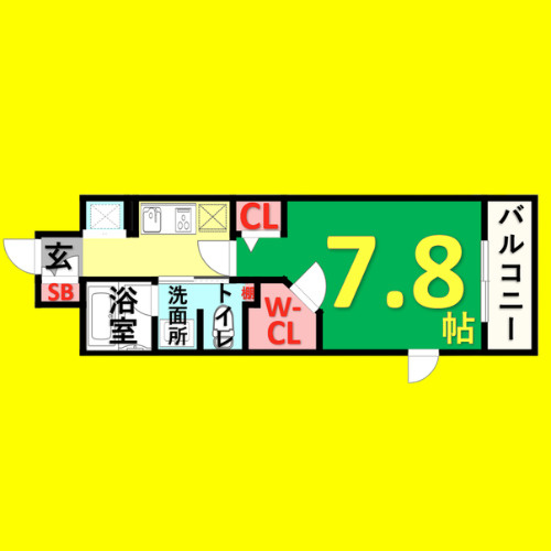 フレールコート東別院　名古屋市賃貸　仲介手数料無料の間取り