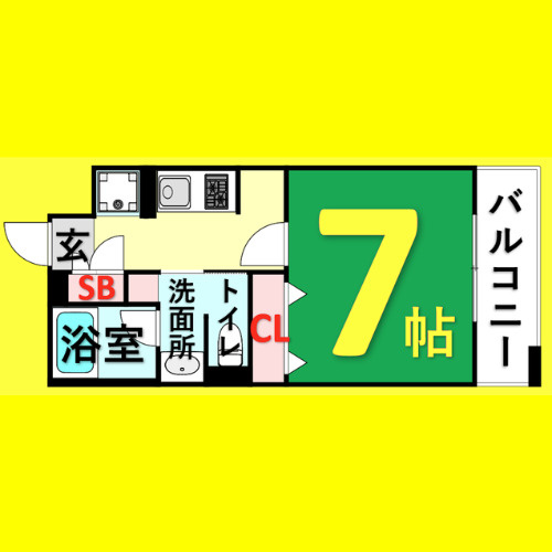 フレールコート東別院　名古屋市賃貸　仲介手数料無料の間取り