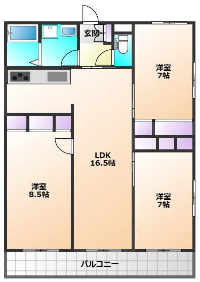 小平市栄町１丁目の賃貸マンションの間取り
