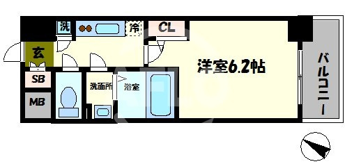エスリード南堀江グランツの間取り|エスリード南堀江グランツ　開放感ある間取り