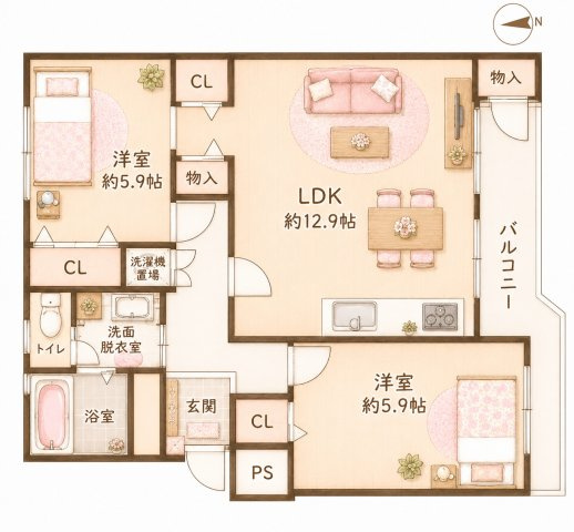 藤阪ハイツD　4棟の間取り|間取り図はいかがですか？ご希望を叶える間取りですか？リビングの広さは？水回りの位置は？カウンターキッチン？など色々な情報が集約されています。弊社ではリフォームなどのご相談も承っております。