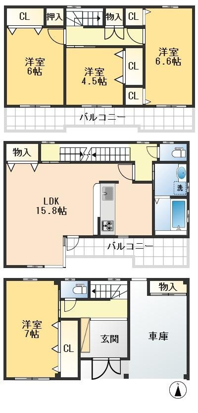吹田市芳野町　中古戸建の間取り