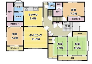米沢市太田町４丁目　二階建て中古住宅の画像