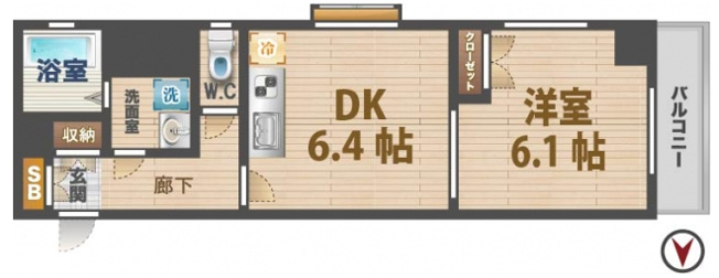 【間取り】 | エクセリア荻窪 | 1DKのお部屋。