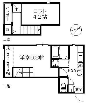 福岡市中央区伊崎のアパートの間取り