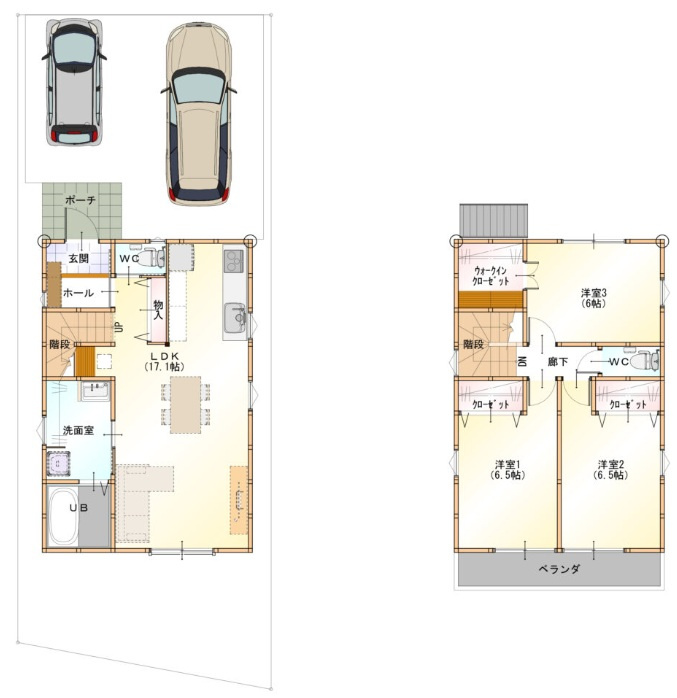 南国市大そね甲　新築戸建の間取り|3LDK+WIC