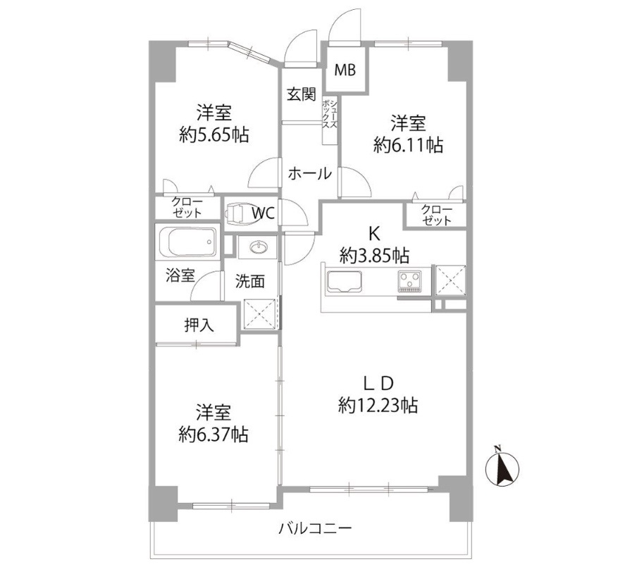 ロワールマンション西公園東の間取り
