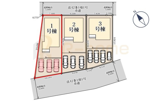 水戸市白梅3期　新築戸建て　1号棟の区画図|大きなお買い物だからこそ、メリット・デメリットを伝えさせて頂きます。
R-homeにお任せください♪