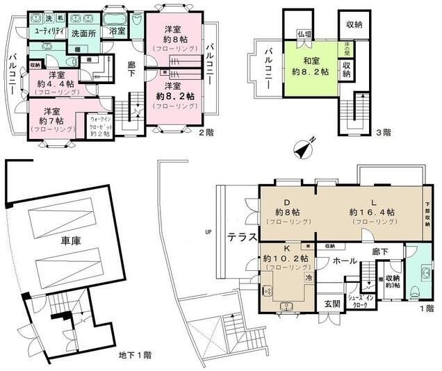 世田谷区瀬田１丁目戸建の間取り