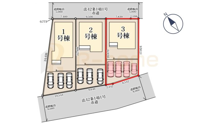 水戸市白梅3期　新築戸建て　3号棟の区画図|大きなお買い物だからこそ、メリット・デメリットを伝えさせて頂きます。
R-homeにお任せください♪