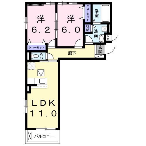 ゼクシー桜ヶ丘A棟の間取り