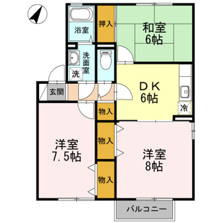 【間取り】 | グレイス・クレセント　B棟 | 3DK