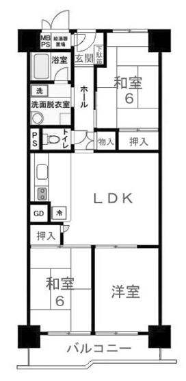 【間取り】 | 桂川ハイツ5号館 | 専有面積68.75㎡