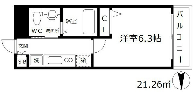 SWISS梅田東の間取り|SWISS梅田東（スイス梅田東）開放感ある間取り