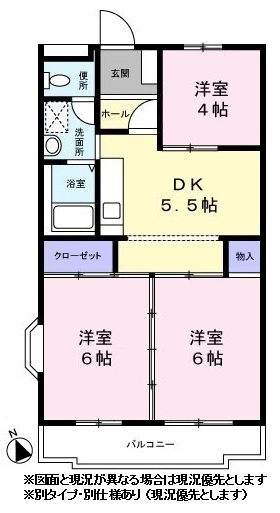 ボヌール西ヶ岡の間取り|※現況優先