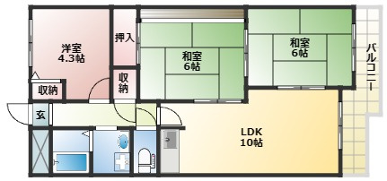 矢倉ハイツの間取り