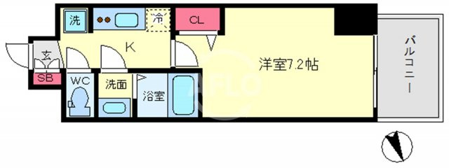 プレサンスOSAKA DOMECITYクロスティの間取り|プレサンスOSAKA DOMECITYクロスティ（プレサンスオオサカドームシティクロスティ）　間取り