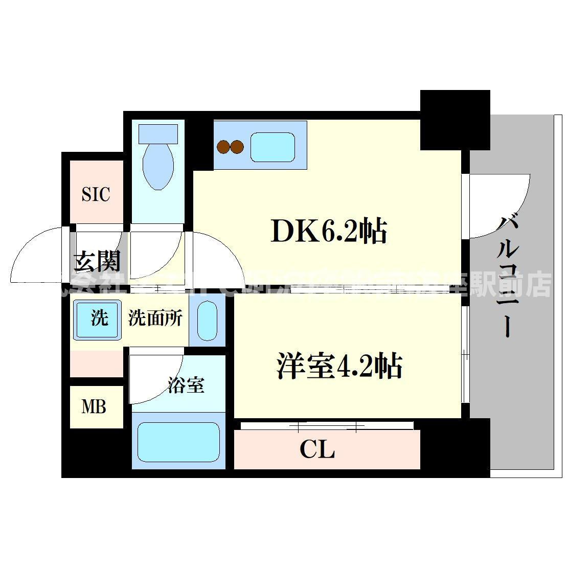 大阪市福島区玉川２丁目の賃貸マンションの間取り