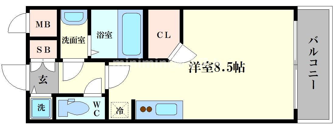 大阪市此花区西九条３丁目の賃貸マンションの間取り