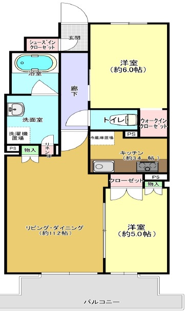 神戸市中央区北長狭通４丁目の賃貸マンションの間取り