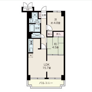 神戸市東灘区魚崎南町２丁目の賃貸マンションの間取り