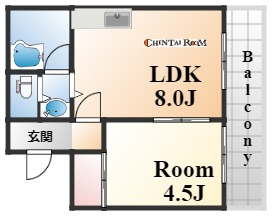 神戸市灘区城内通２丁目の賃貸マンションの間取り