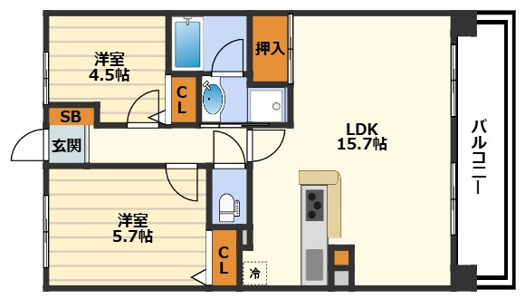 ライオンズマンション新梅田第2の間取り