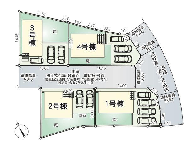 福津市畦町第1-4棟（3号棟）の区画図|配置図（3号棟）