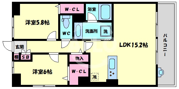 ポラリス松ヶ枝　堀川小学校区の間取り|ポラリス松ヶ枝　開放感のある間取り