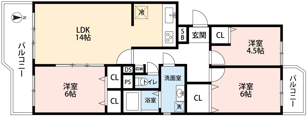 新ゆりグリーンタウンアカシア街区4号棟の間取り
