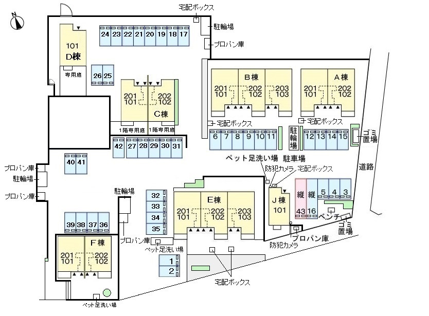 メゾンブローテ　Ｃの区画図|駐車場