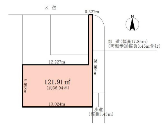 江戸川区東小松川３丁目売地の土地図