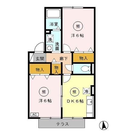 宇城市松橋町大野のアパートの間取り