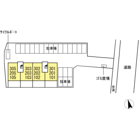 熊本市南区城南町宮地のアパートの区画図