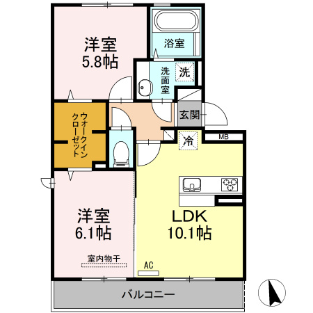 熊本市南区城南町宮地のアパートの間取り