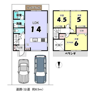 【間取り】 | 下鴨東半木町　中古戸建【令和１年築＆駐車２台】