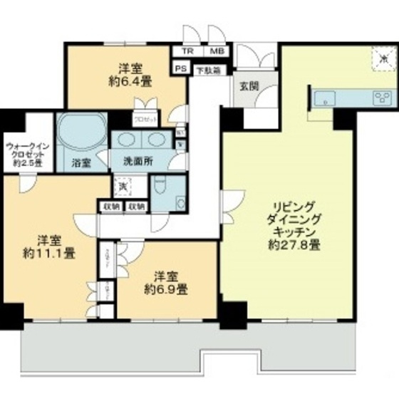岐阜市橋本町２丁目の賃貸マンションの間取り