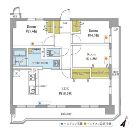 【間取り】 | シティライフ吉塚 | 南東角部屋で広々としたバルコニーが2面にあり、室内は日当たり風通し良好です